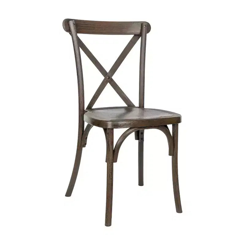 Silla con respaldo en cruz, sin brazos, 1 asiento, interior/exterior – Castaño / Marrón oscuro / Roble claro
